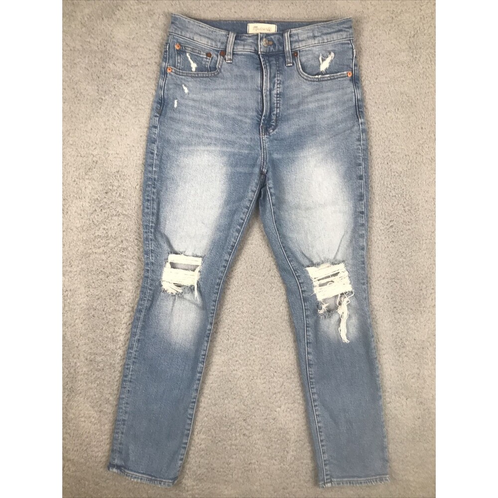 Madewell Jeans Womens Size 26 Blue Denim Perfect Vintage Distressed Knee Ripped